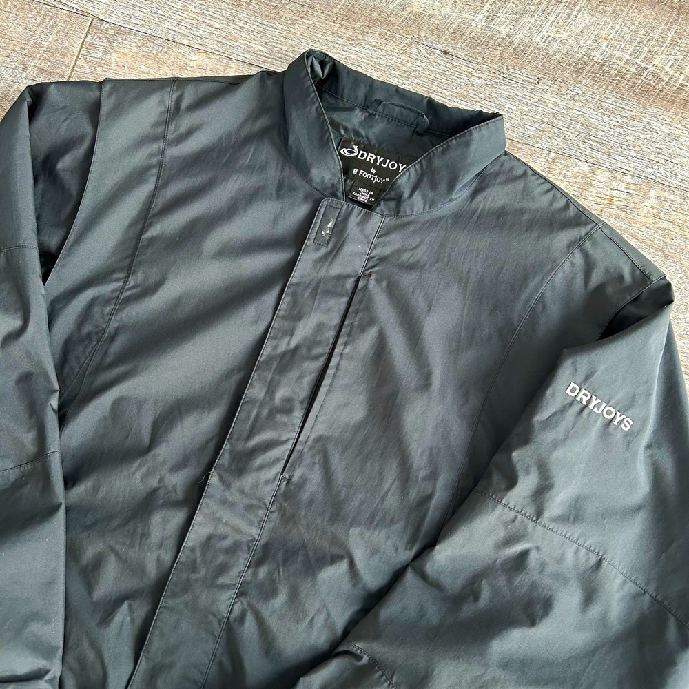 FootJoy DryJoys Men L Black Windbreaker Full Zip Golf Jacket Zipped Pockets